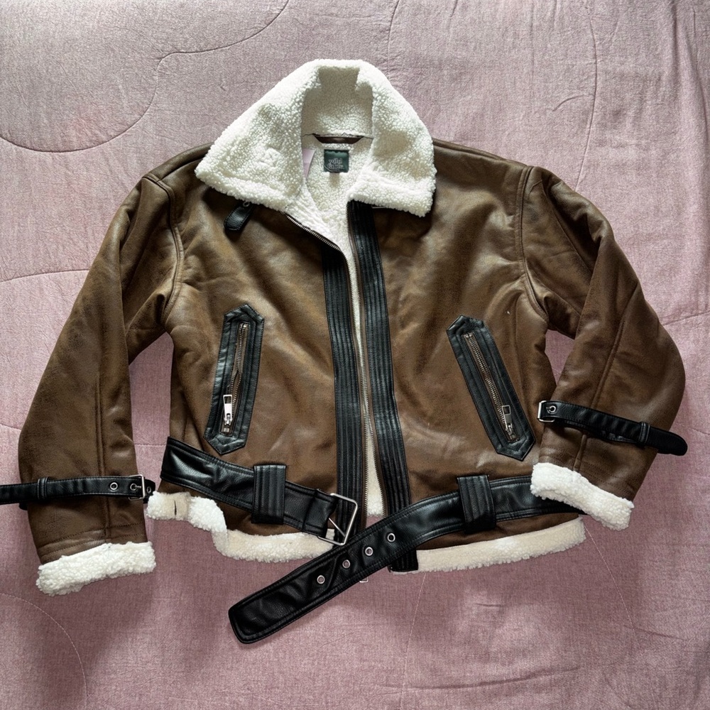 Wild Fable Brown and Black Faux Leather Jacket